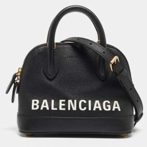 Balenciaga Black/White Leather XXS Ville Satchel 