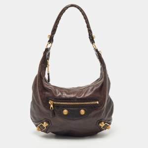 Balenciaga Dark Brown Leather GGH Hobo
