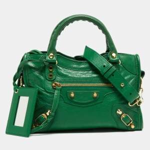 Balenciaga Green Leather Mini Classic City Bag