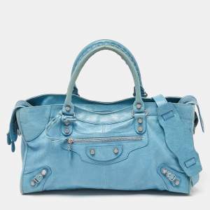 Pre Owned Balenciaga Turquoise Leather RH Part Time Bag