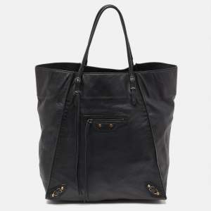Pre Owned Balanciaga Black Leather Papier A5 Tote
