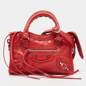 Balenciaga Red Leather Nano Classic City Bag