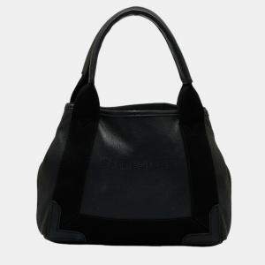 Balenciaga Black Leather Navy Cabas Bag