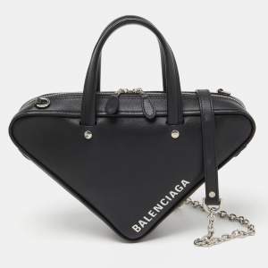 Balenciaga Black Leather XS Triangle Duffle Bag