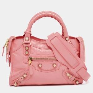Pre Owned Balenciaga Coral Pink Leather Mini Classic City Bag