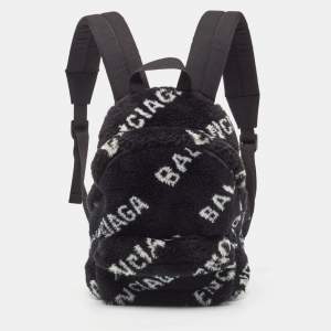 Balenciaga Black/White Faux Fur Small Everyday Backpack