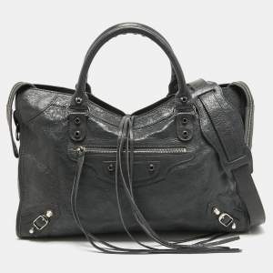 Pre Owned Balenciaga Grey Leather RSH Classic City Tote