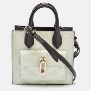 Balenciaga Mint Green/Black Python and Leather Mini Maillon All Afternoon Tote