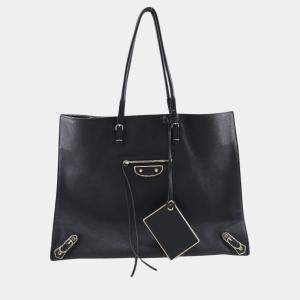 Balenciaga Black Leather Papier tote bag