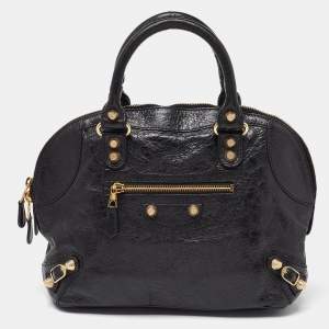 Balenciaga Black Leather RGH Bowler Bag