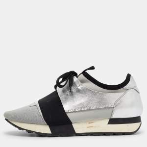 Balenciaga Tricolor Leather and Neoprene Race Runner Sneakers Size 38