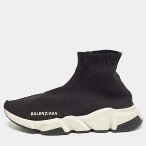 Balenciaga Black Knit Fabric Speed Trainer Sneakers Size 38