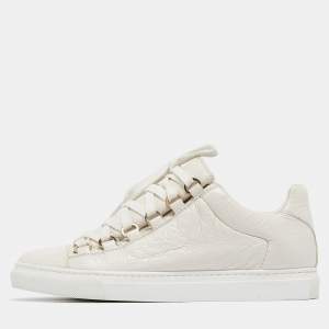 Balenciaga White Leather Arena Lace Up Sneakers Size 36