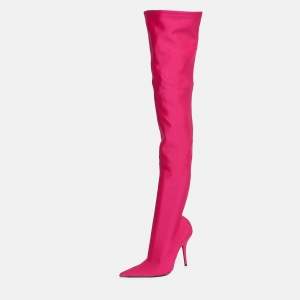 Balenciaga Pink Satin Knife Knee Length Boots Size 39