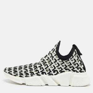 Balenciaga Tricolor Woven Knit Fabric Speed Trainer Sneakers Size 40