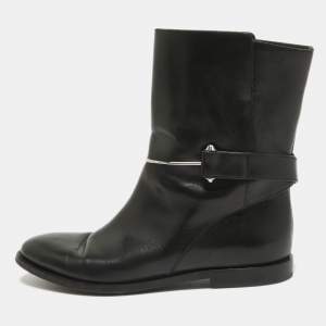 Balenciaga Black Leather Ankle Length Boots Size 41