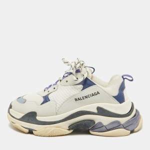 Balenciaga Multicolor Faux Leather and Mesh Triple S Lace Up Sneakers Size 38