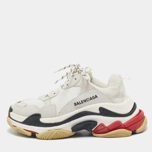 Balenciaga Multicolor Mesh and Leather Triple S Sneakers Size 38