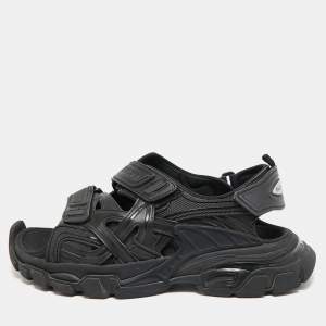 Balenciaga Black Rubber and Faux Leather Track Sandals Size 39