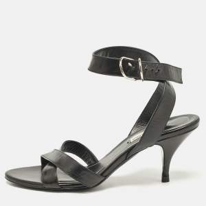 Balenciaga Black Leather Ankle Strap Sandals Size 38.5