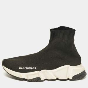 Balenciaga Black Knit Fabric Speed Slip On Sneakers Size 36