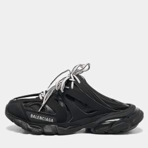 Balenciaga Black Faux Leather Track Mule Sneakers Size 39
