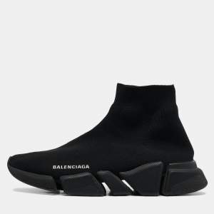 Balenciaga Black Knit Fabric  Speed 2.0 Sneakers Size 39