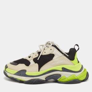 Balenciaga Multicolor Faux Leather and Mesh Track Lace Up Sneakers Size 41