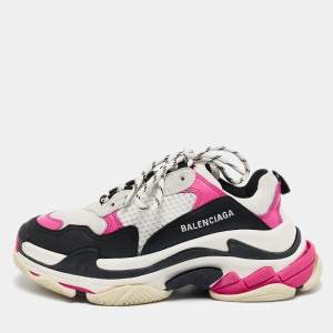 Balenciaga Multicolor Mesh and Nubuck Leather Triple S Sneakers Size 38