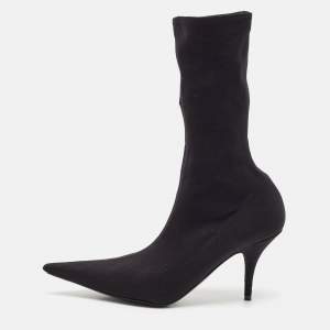 Balenciaga Black Stretch Fabric Knife Mid Calf Boots Size 35.5    
