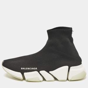 Balenciaga Black Knit Fabric Speed 2.0 LT Sneakers Size 38