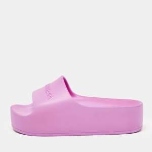 Balenciaga Pink Rubber Platform Chunky Slide Sandals Size 36