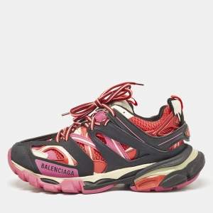 Balenciaga Multicolor Faux Leather and Mesh Track Sneakers Size 38