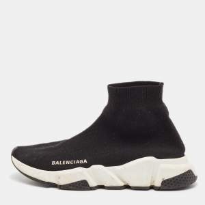 Balenciaga Black Knit Fabric Speed 2.0 Sneakers Size 38