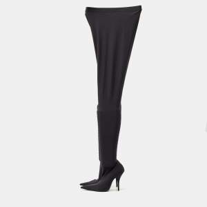 Pre Owned Balenciaga Black Stretch Fabric Pantalegging Pumps Size 37