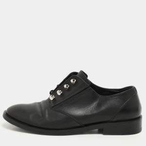 Balenciaga Black Leather Embellished Oxfords Size 37.5
