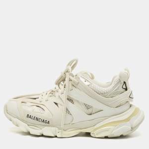 Balenciaga White  Mesh and Faux Leather Track Sneakers Size 38