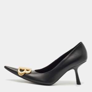 Balenciaga Black Leather Knife BB Pointed Toe Pumps Size 36
