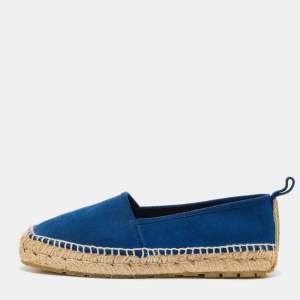 Balenciaga Blue Suede Espadrille Flats Size 40