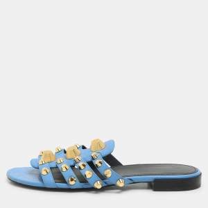 Balenciaga Blue Leather Arena Flats Size 39