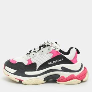 Balenciaga Multicolor Mesh and Nubuck Leather Triple S Sneakers Size 38