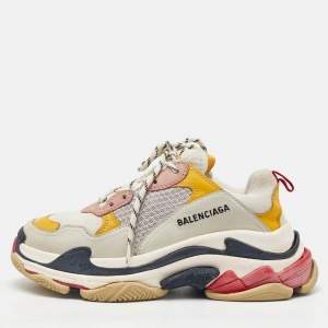 Balenciaga Multicolor Leather and Mesh Triple S Sneakers Size 39