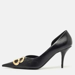 Pre Owned Balenciaga Black Coated Fabric BB Knife Pumps Size 41