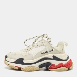 Pre Owned Balenciaga Multicolor Leather and Mesh Triple S Sneakers Size 37