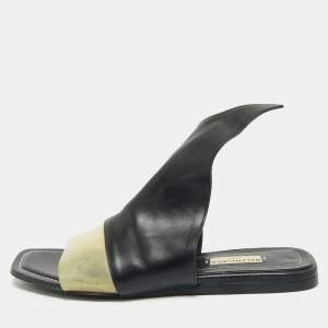 Balenciaga Brown/Transparent PVC and  Leather Slide Sandals Size 38