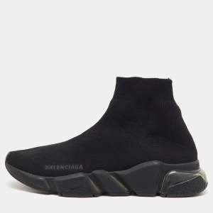 Pre Owned Balenciaga Black Knit Fabric Speed 2.0 Trainer Slip On Sneakers Size 38