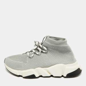 مملوكة مسبقًا Balenciaga Speed Trainer Size 38 Grey Knit Fabric High Top Sneakers