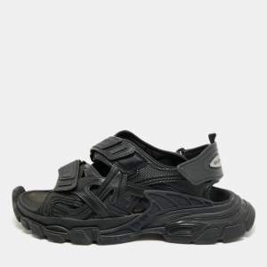 مملوكة مسبقًا Balenciaga Track Size 42 Black Faux Leather Slingback Sandals