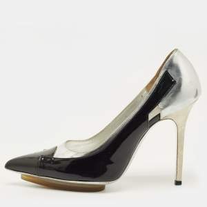 مملوكة مسبقًا Balenciaga Size 37 Black/Silver Patent and Leather Pointed Toe Pumps