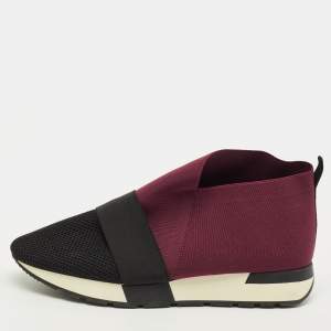 مملوكة مسبقًا Balenciaga Race Runner Size 41 Black/Burgundy Mesh and Suede High Top Sneakers